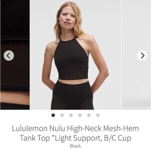 Lululemon NULU Black High-Neck Mesh Hem Tank Top NWT Size Small